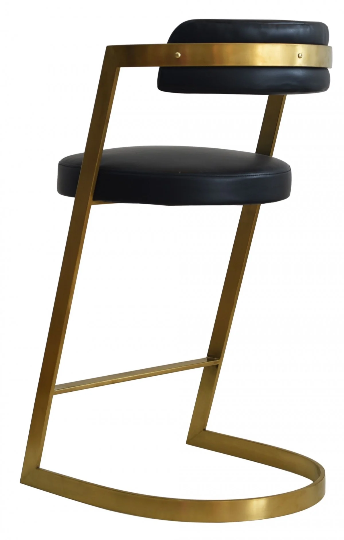 36" Black And Gold Faux Leather And Stainless Steel Low Back Counter Height Bar Chair With Footrest By Homeroots - Image 5
