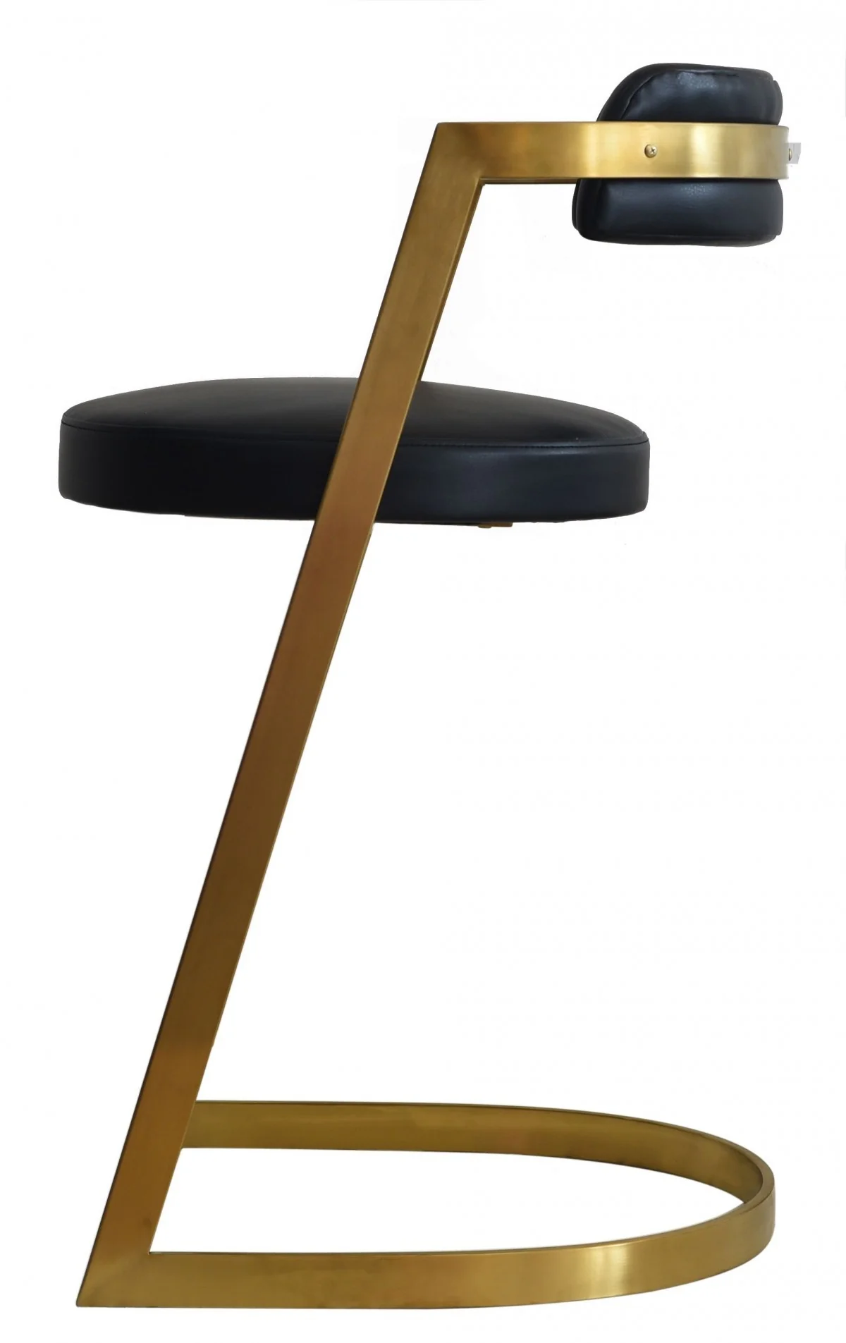 36" Black And Gold Faux Leather And Stainless Steel Low Back Counter Height Bar Chair With Footrest By Homeroots - Image 6