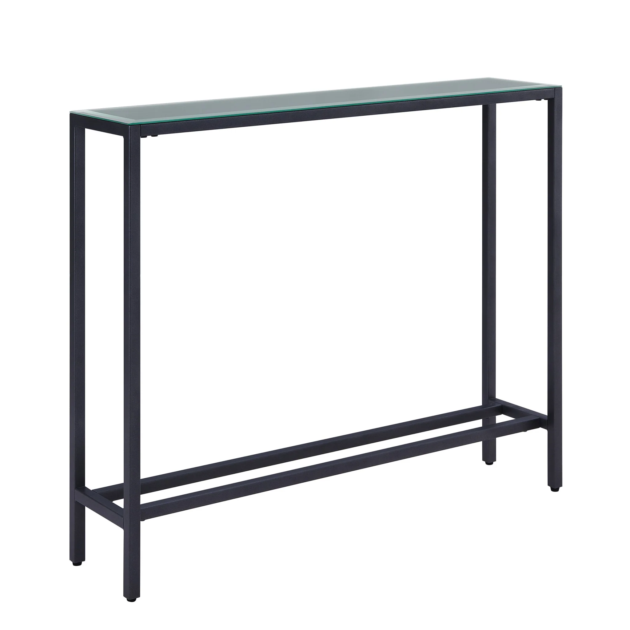 36" Black and Gunmetal Mirrored Glass Console Table By Homeroots - Image 2