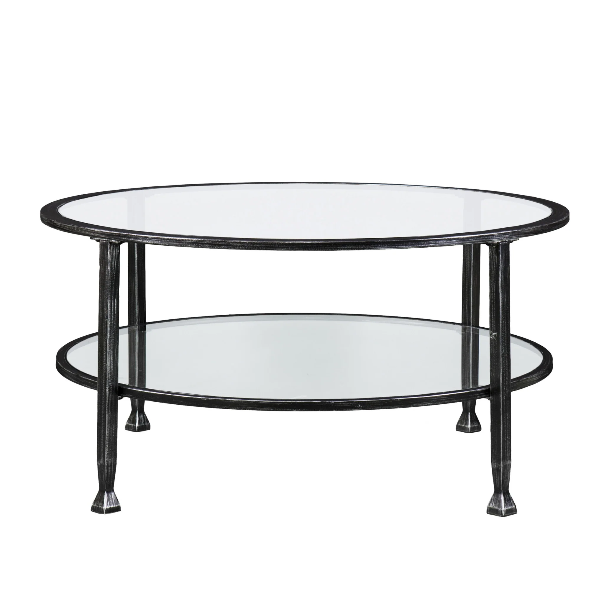 36" Black Glass And Metal Round Coffee Table By Homeroots - Image 4