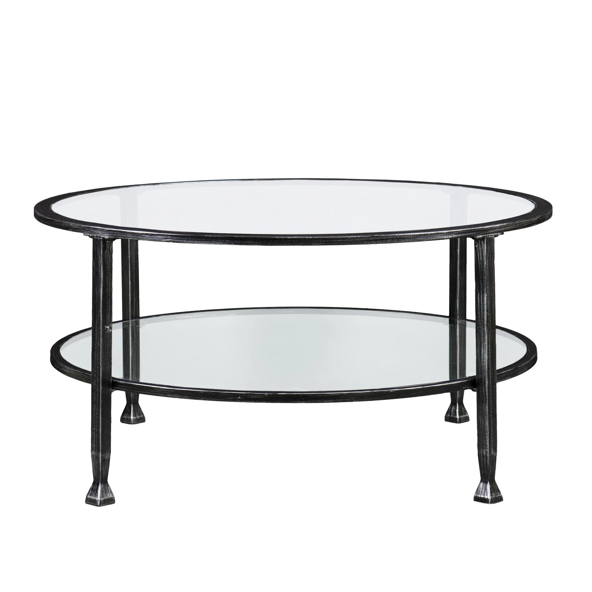 36" Black Glass And Metal Round Coffee Table By Homeroots - Image 5