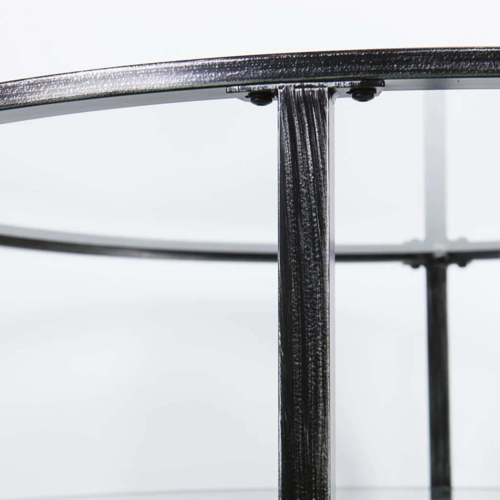 36" Black Glass And Metal Round Coffee Table By Homeroots - Image 7