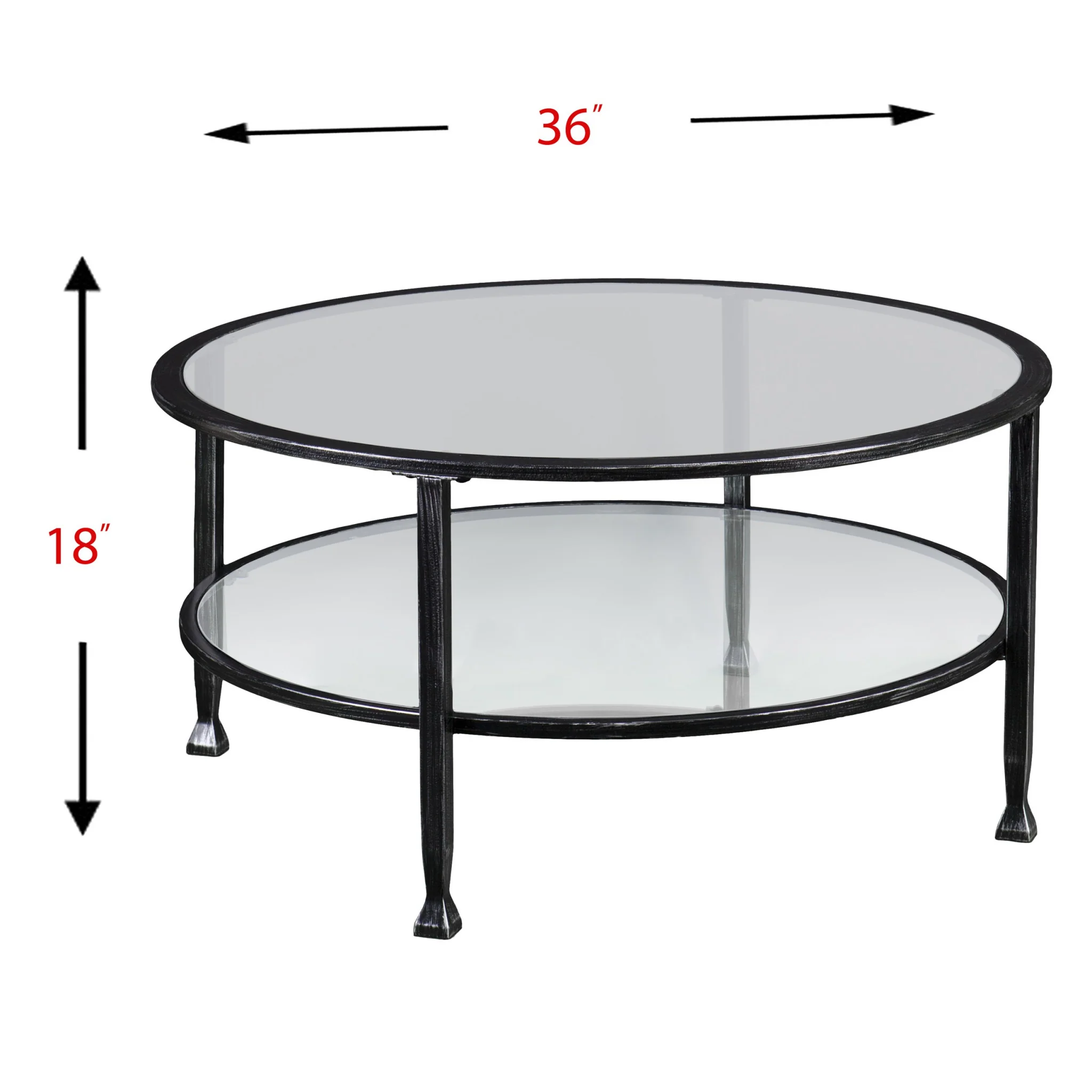 36" Black Glass And Metal Round Coffee Table By Homeroots - Image 8
