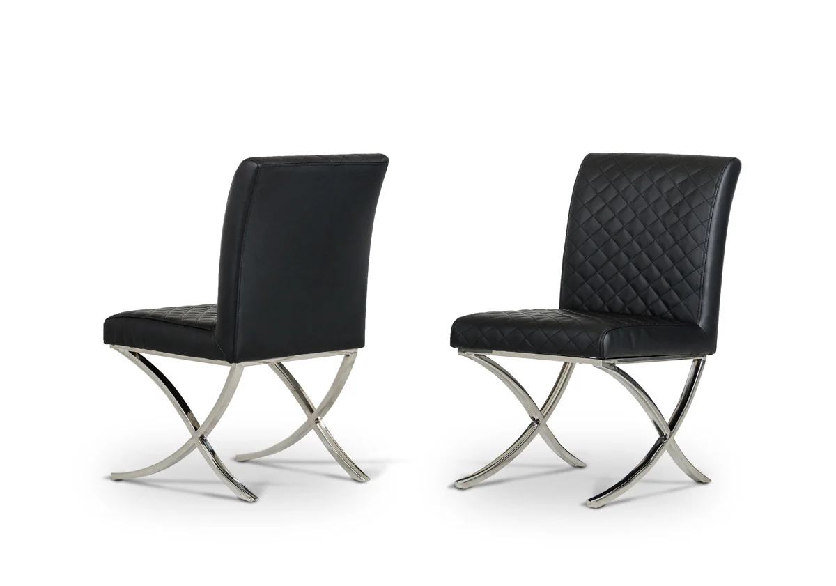 36' Black Leatherette And Stainless Steel Dining Chair By Homeroots - Image 3