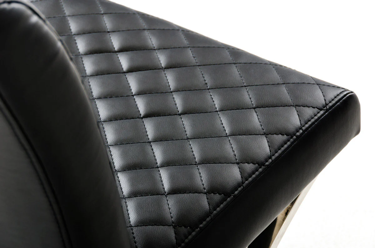 36' Black Leatherette And Stainless Steel Dining Chair By Homeroots - Image 4