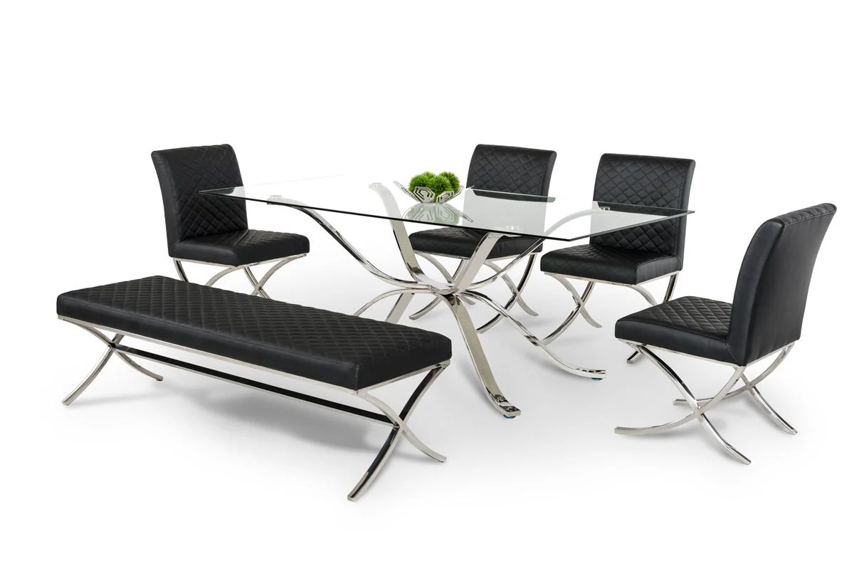 36' Black Leatherette And Stainless Steel Dining Chair By Homeroots - Image 5