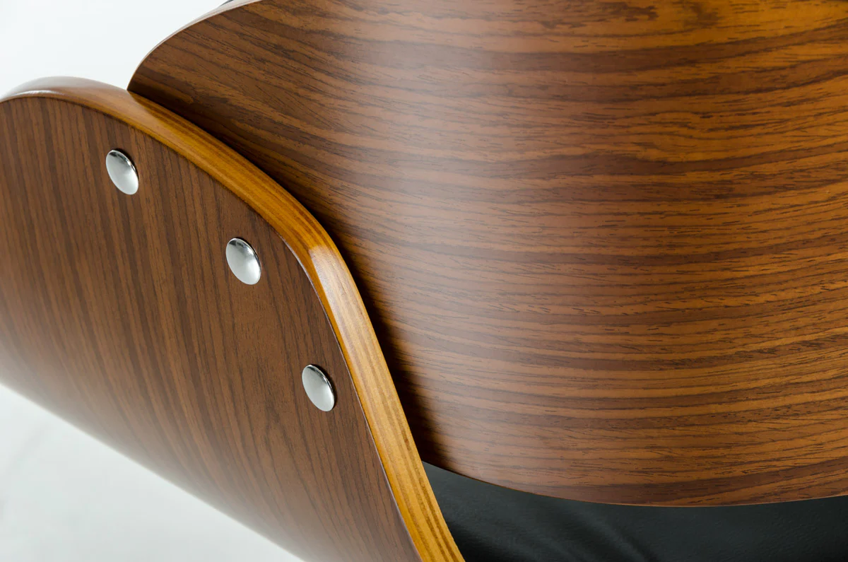 36' Black Leatherette Veneer And Steel Bar Stool By Homeroots - Image 2