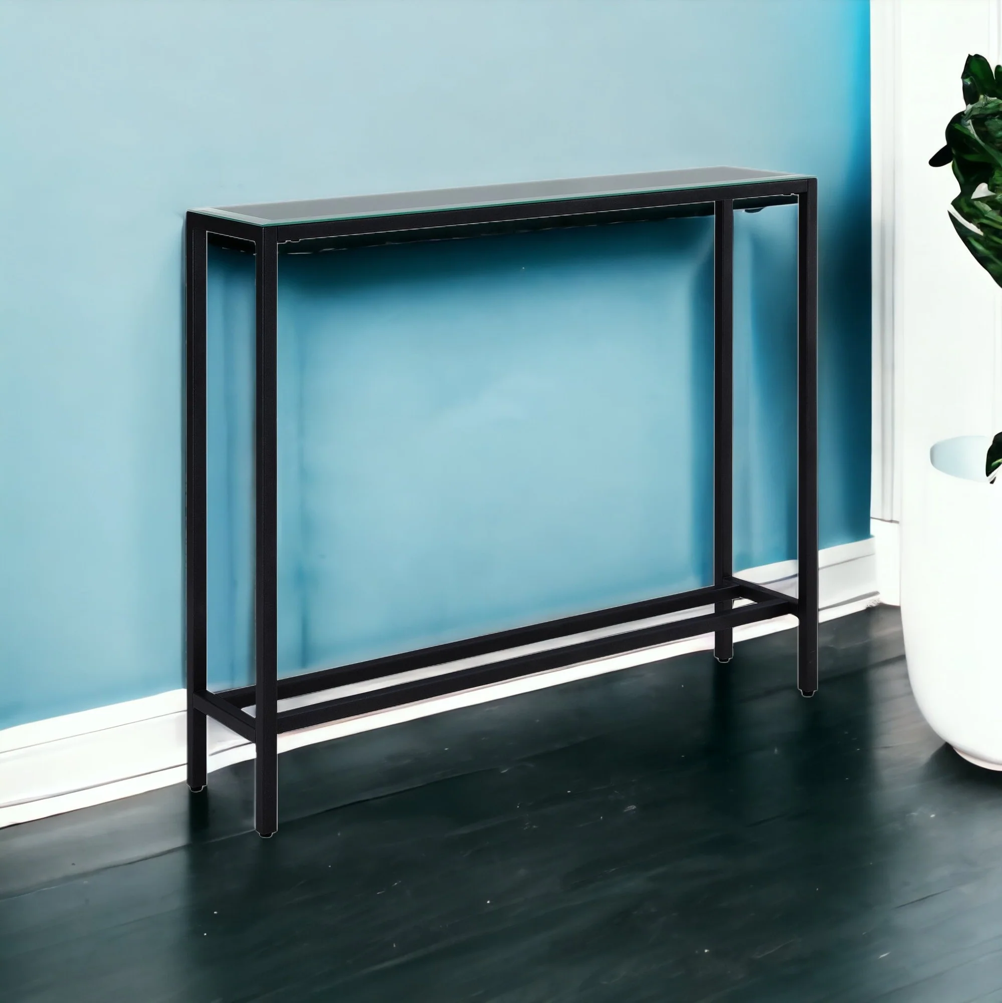 36" Black Mirrored Glass Console Table By Homeroots - Image 6