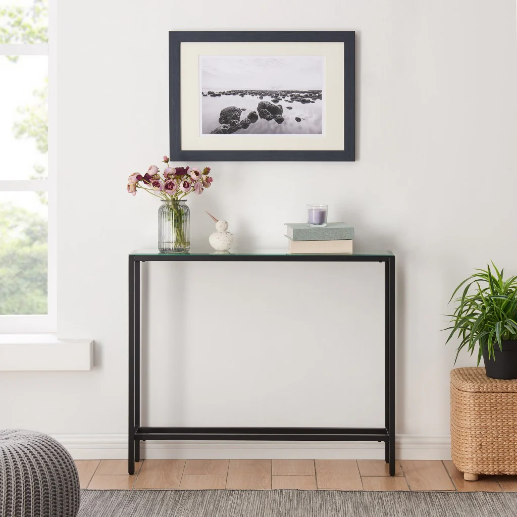 36" Black Mirrored Glass Console Table By Homeroots - Image 7