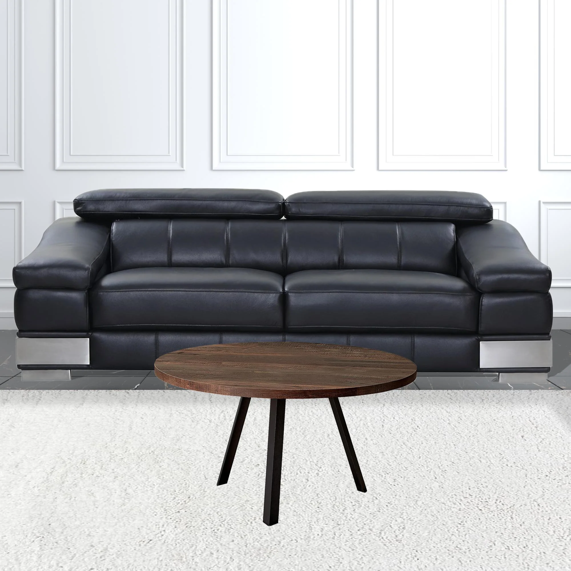 36" Brown And Black Round Coffee Table By Homeroots - Image 2