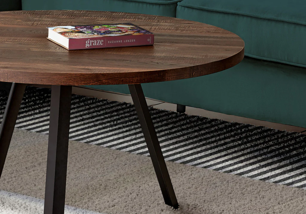 36" Brown And Black Round Coffee Table By Homeroots - Image 3