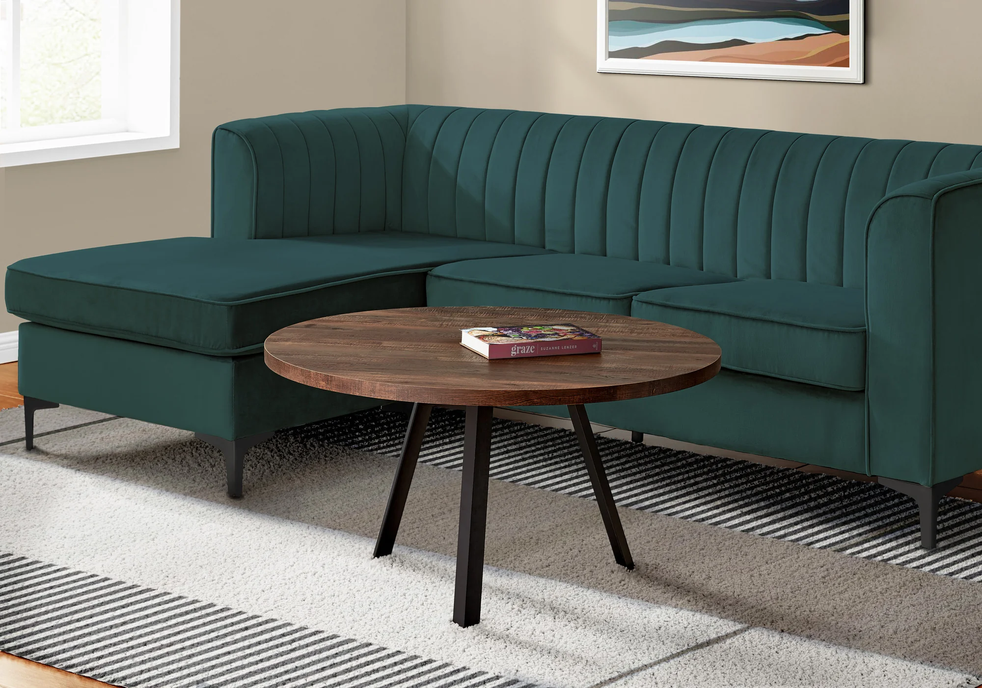 36" Brown And Black Round Coffee Table By Homeroots - Image 4