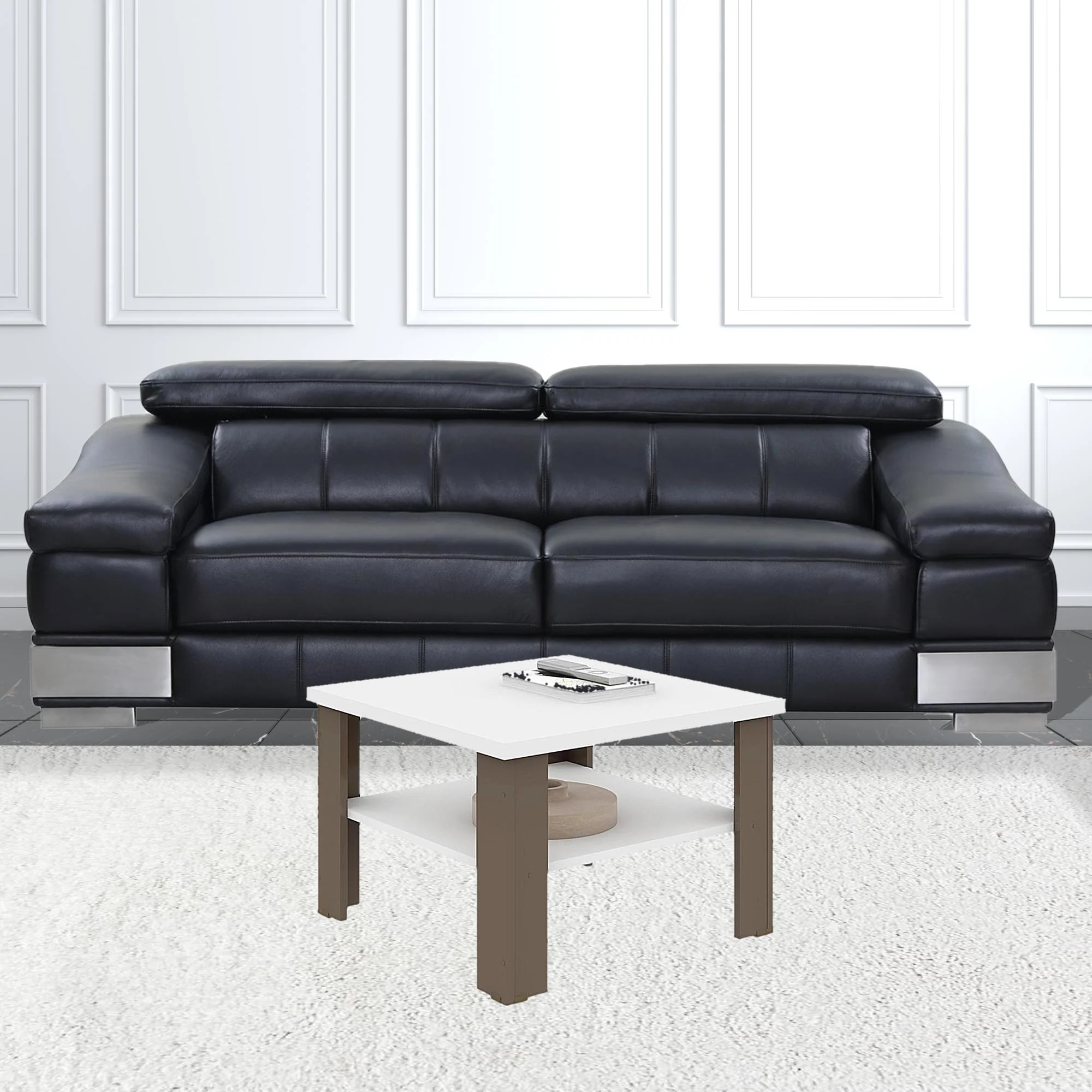 36" Brown And White End Table By Homeroots - Image 4