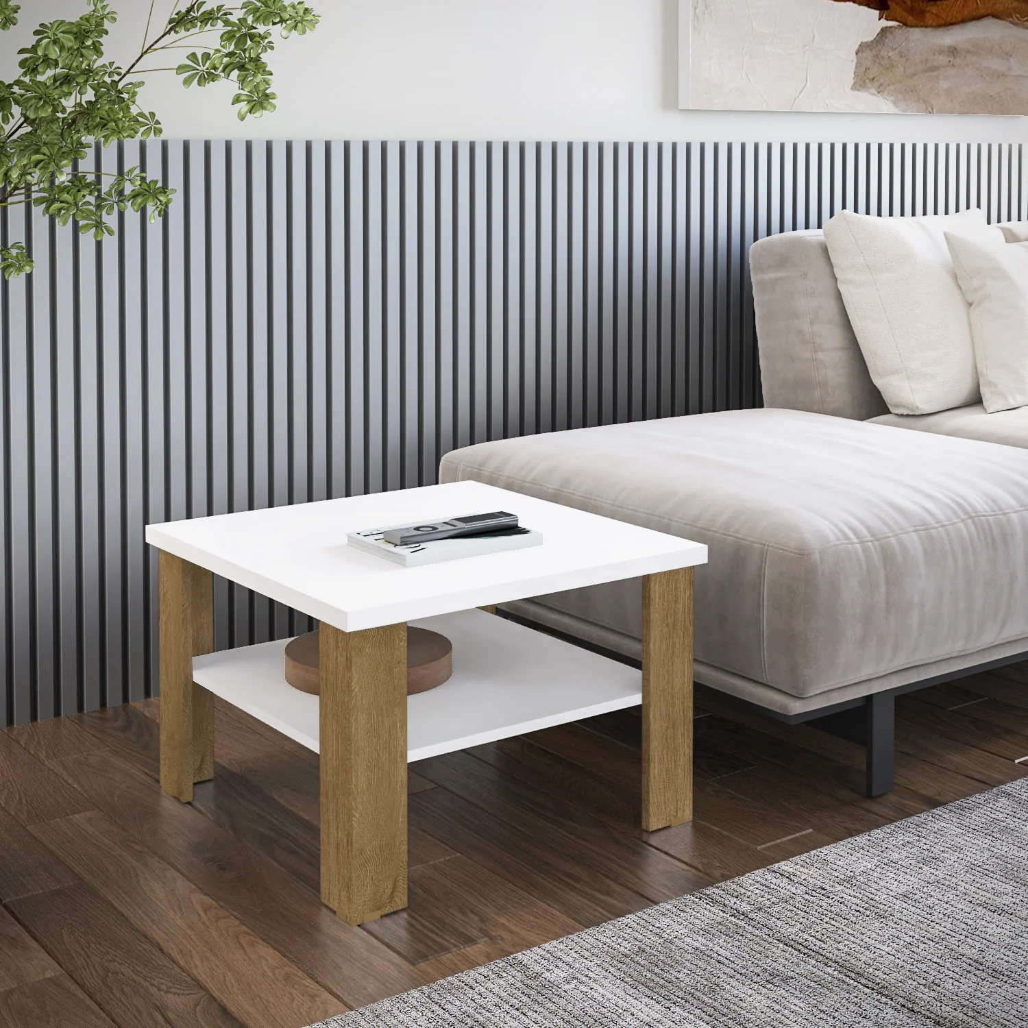 36" Brown And White End Table By Homeroots - Image 6