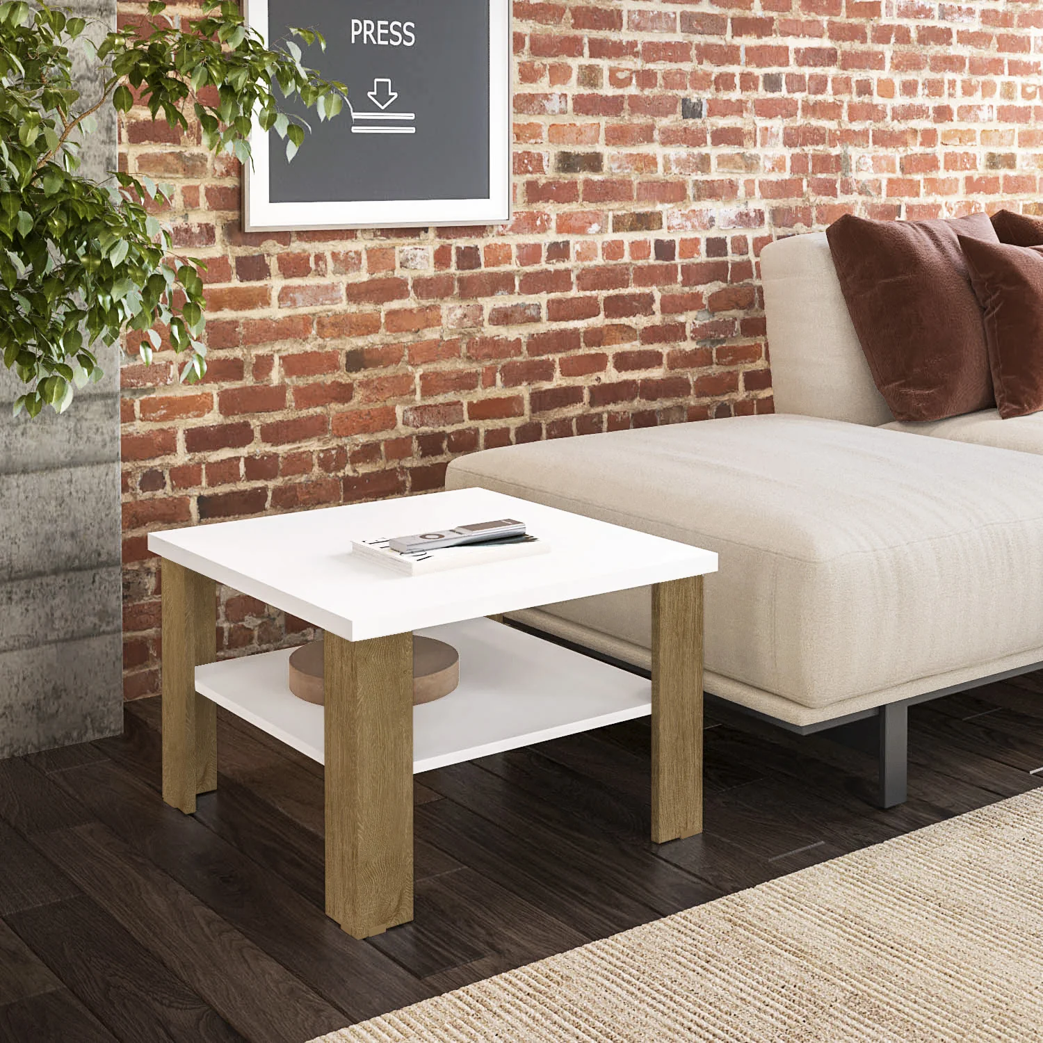 36" Brown And White End Table By Homeroots - Image 8