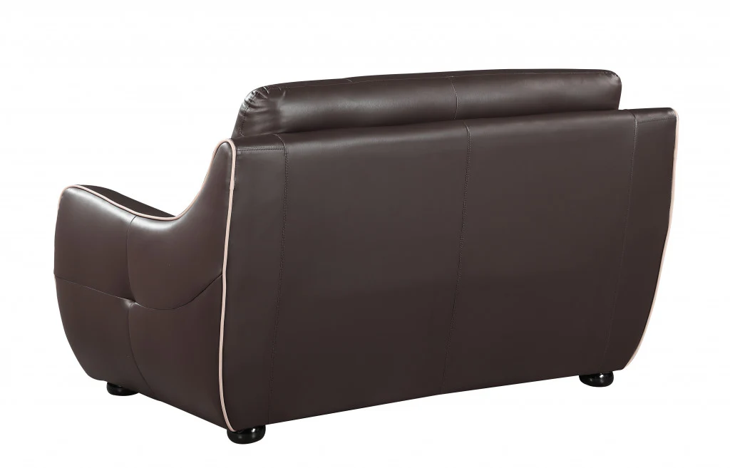 36" Brown Elegant Leather Chair By Homeroots - Image 3