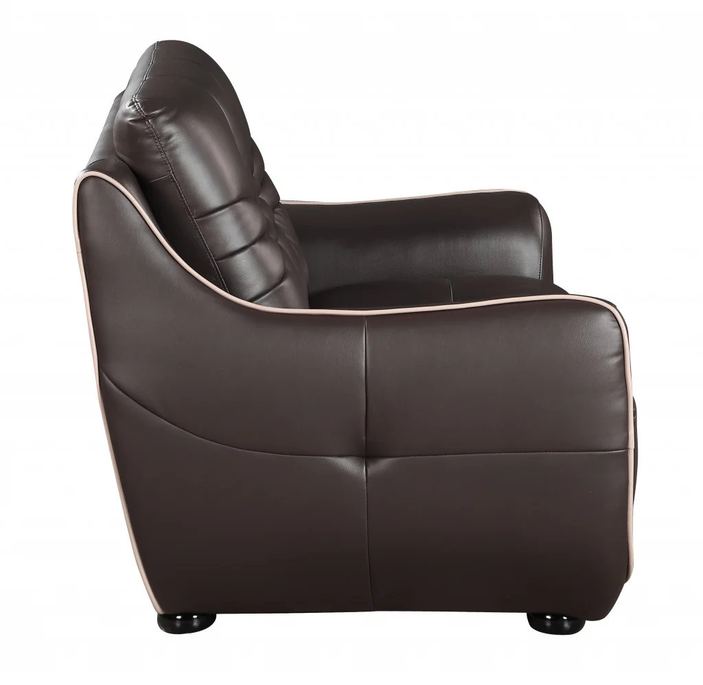 36" Brown Elegant Leather Chair By Homeroots - Image 4