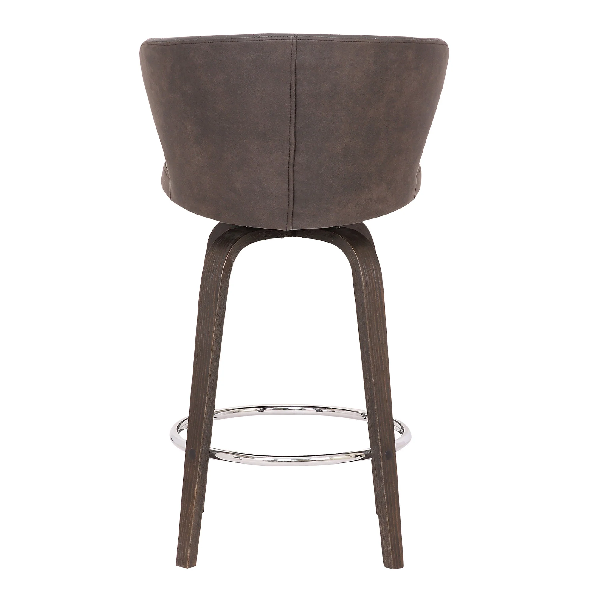 36" Brown Faux Leather And Iron Swivel Counter Height Bar Chair By Homeroots - Image 7