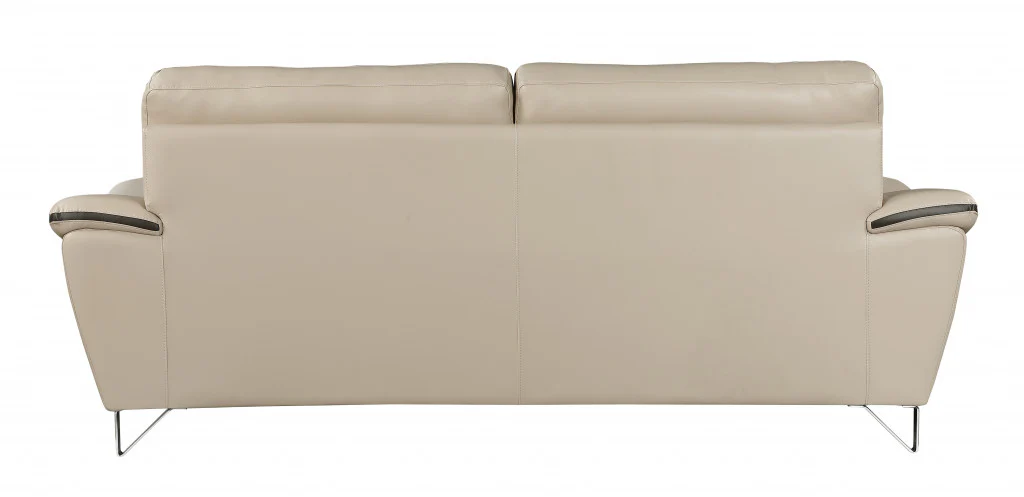 36" Charming Beige Leather Sofa By Homeroots - Image 3