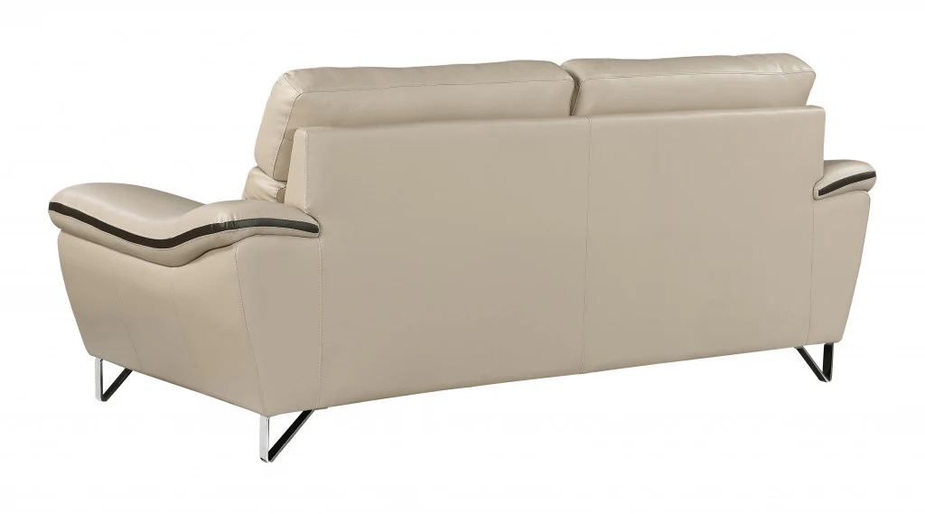 36" Charming Beige Leather Sofa By Homeroots - Image 4