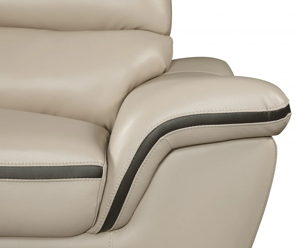 36" Charming Beige Leather Sofa By Homeroots - Image 6