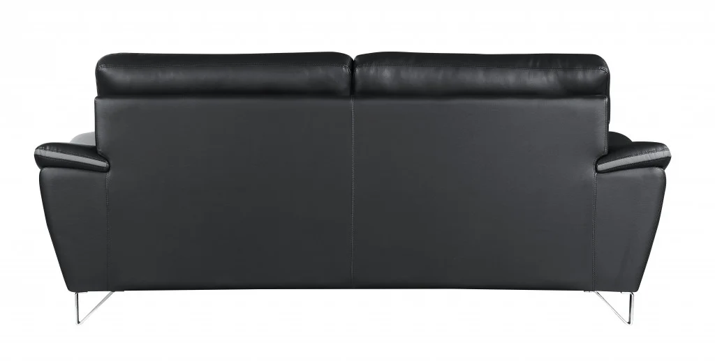 36" Charming Black Leather Sofa By Homeroots - Image 3