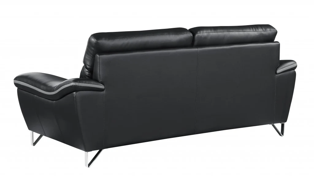 36" Charming Black Leather Sofa By Homeroots - Image 4