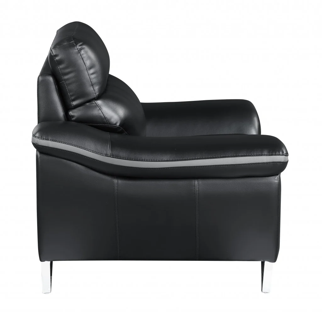36" Charming Black Leather Sofa By Homeroots - Image 5