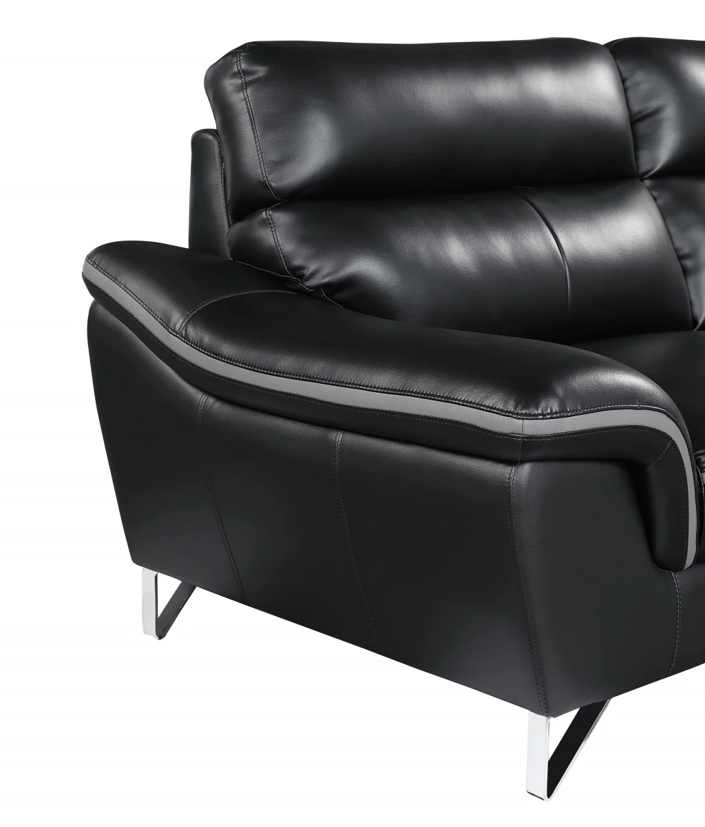 36" Charming Black Leather Sofa By Homeroots - Image 6