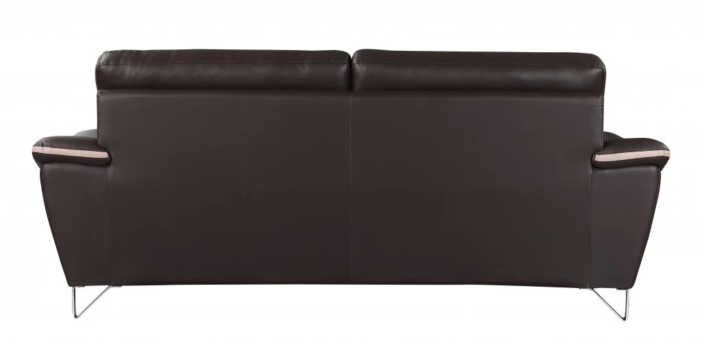 36" Charming Brown Leather Sofa By Homeroots - Image 3