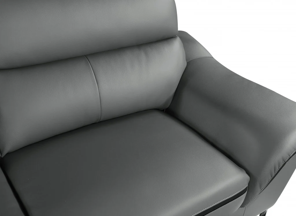 36" Charming Grey Leather Sofa By Homeroots - Image 6