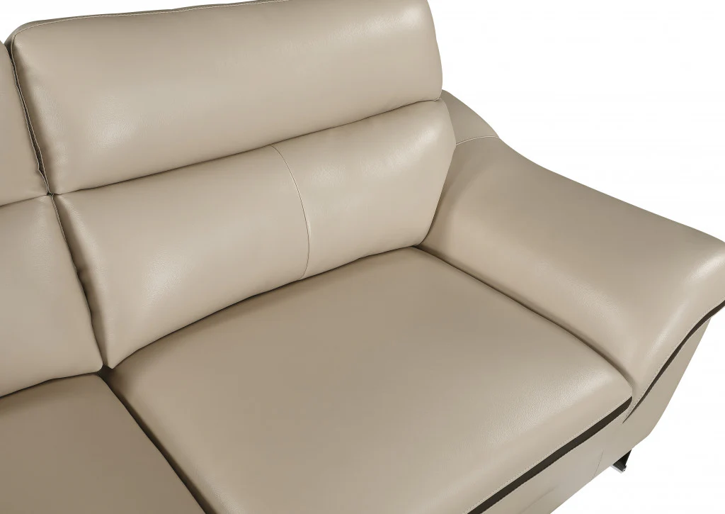 36" Contemporary Beige Leather Loveseat By Homeroots - Image 6