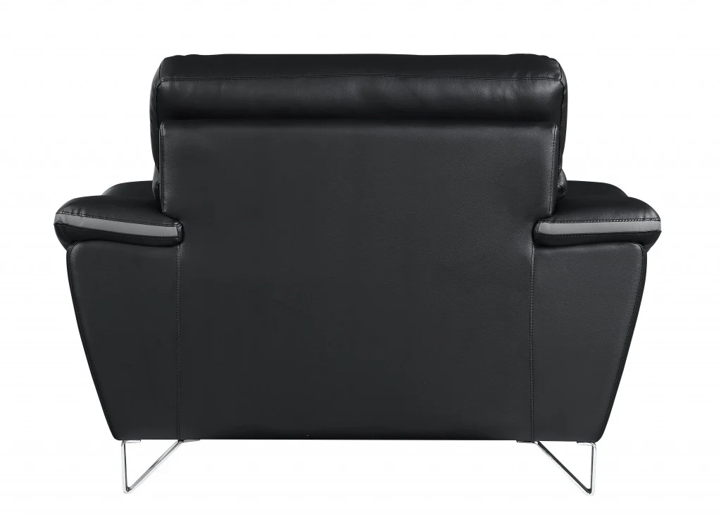 36" Contemporary Black Leather Chair By Homeroots - Image 3