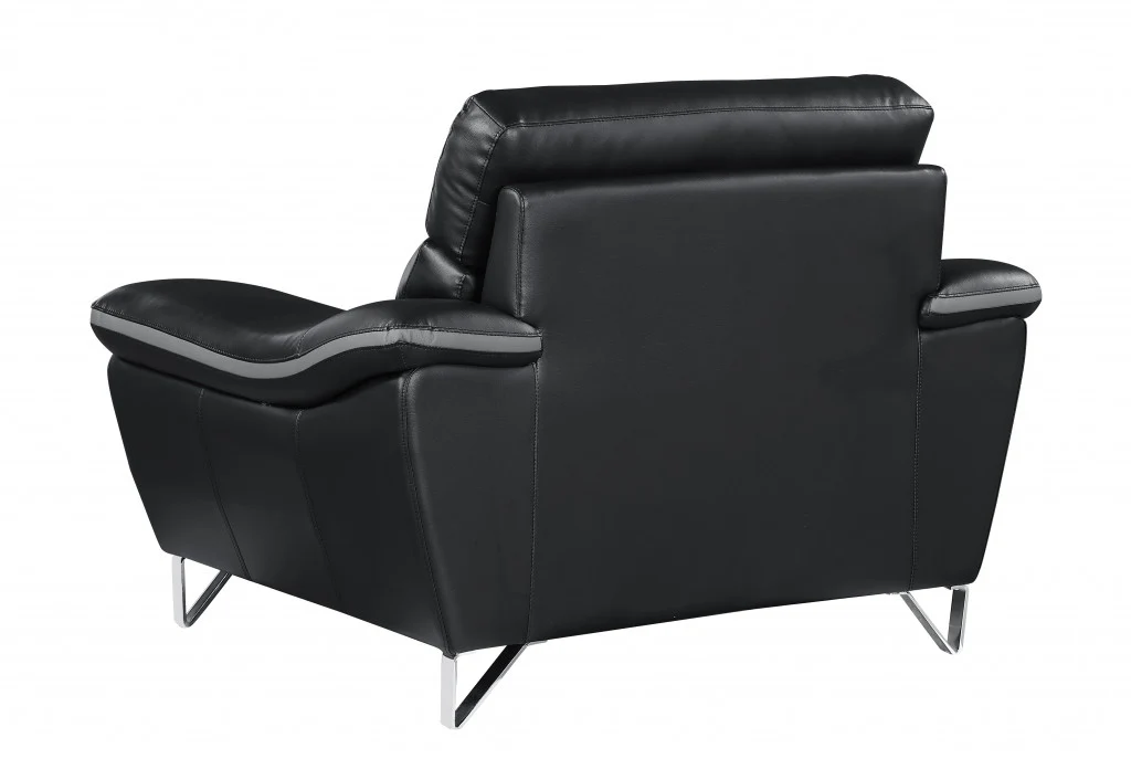 36" Contemporary Black Leather Chair By Homeroots - Image 4