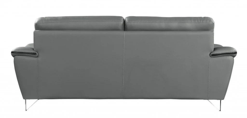 36" Contemporary Grey Leather Loveseat By Homeroots - Image 3