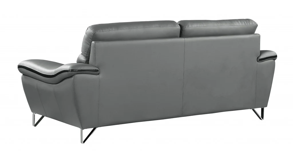 36" Contemporary Grey Leather Loveseat By Homeroots - Image 4