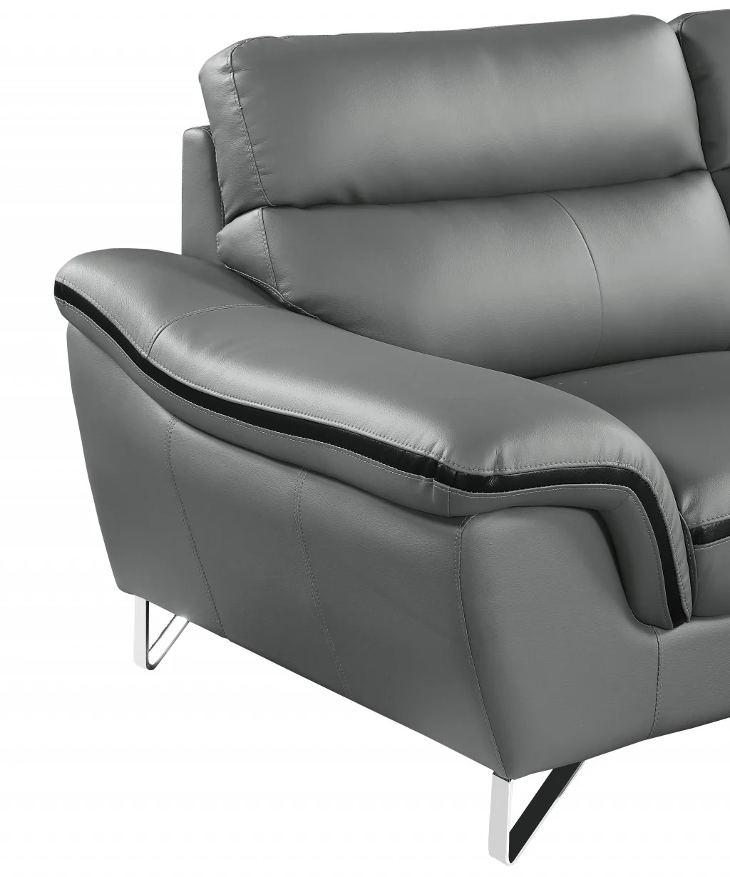 36" Contemporary Grey Leather Loveseat By Homeroots - Image 6
