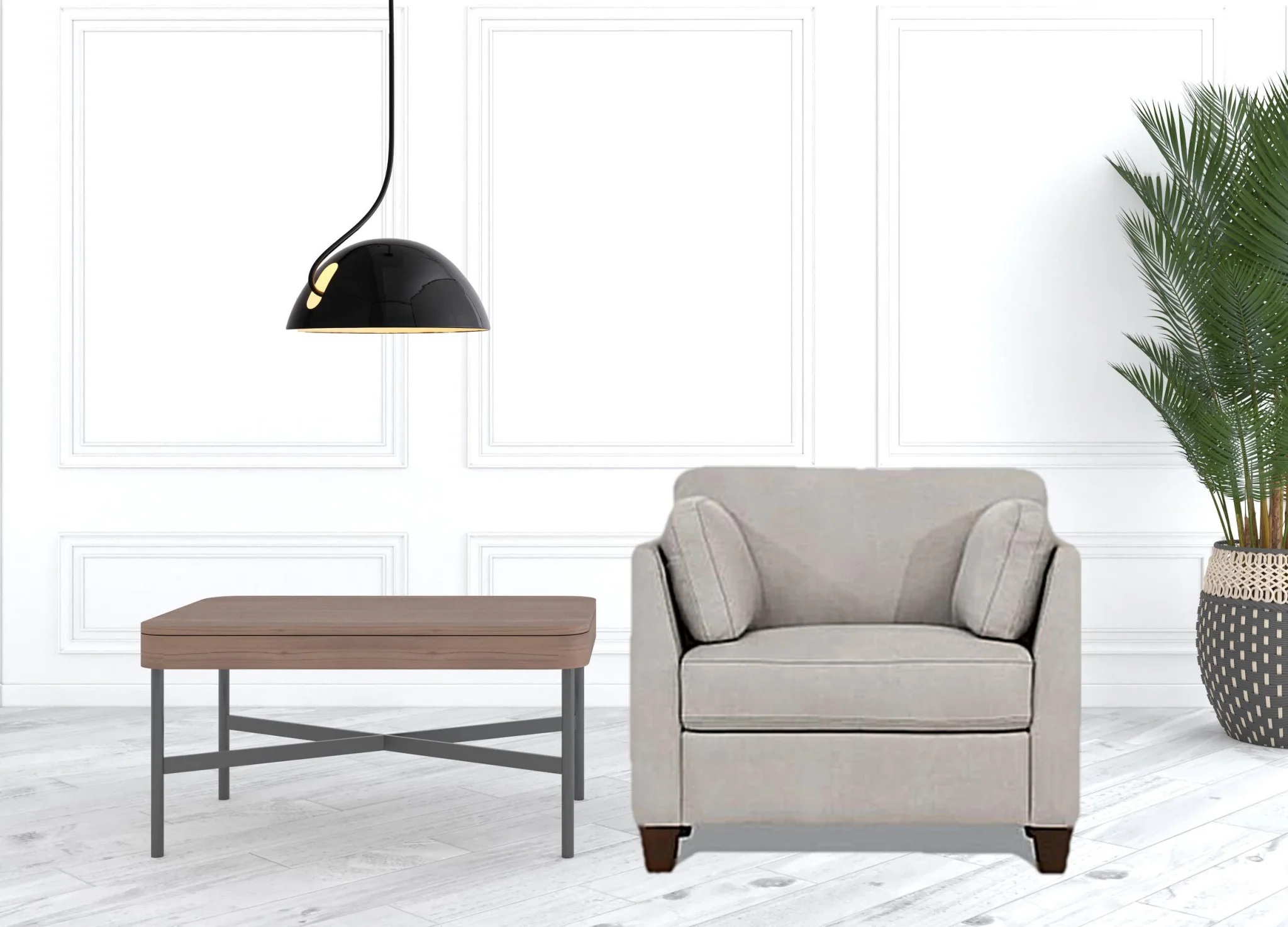 36" Dusty White Genuine Leather And Black Arm Chair By Homeroots - Image 3