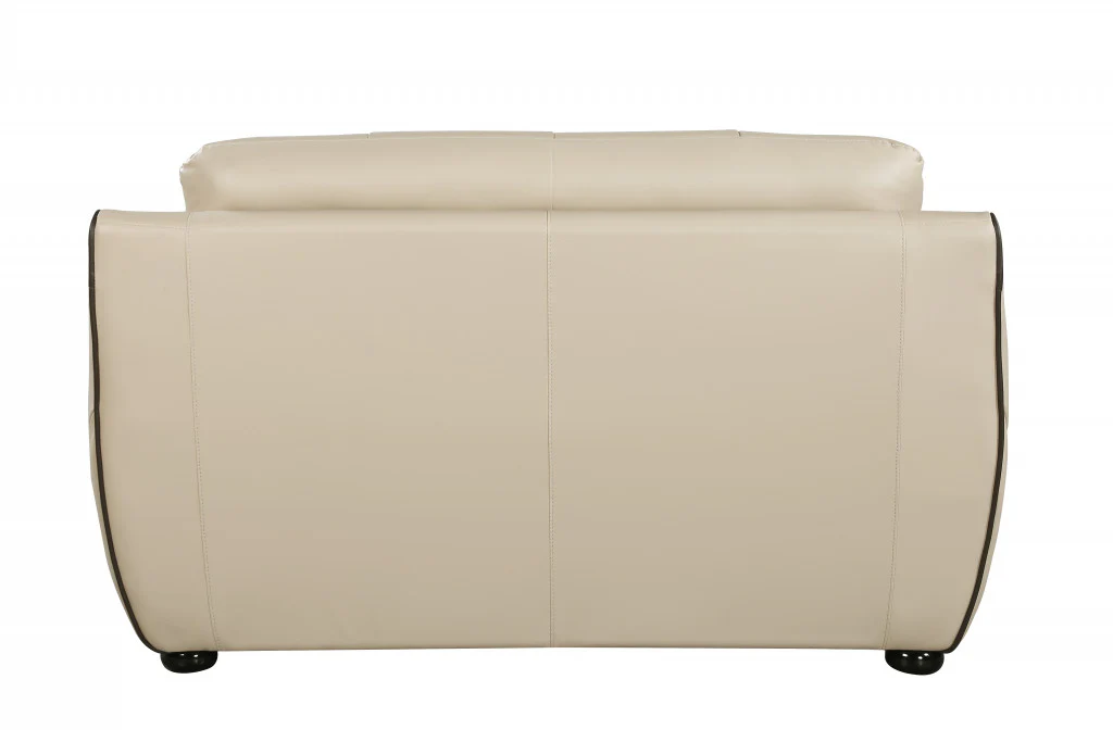 36" Elegant Beige Leather Loveseat By Homeroots - Image 3