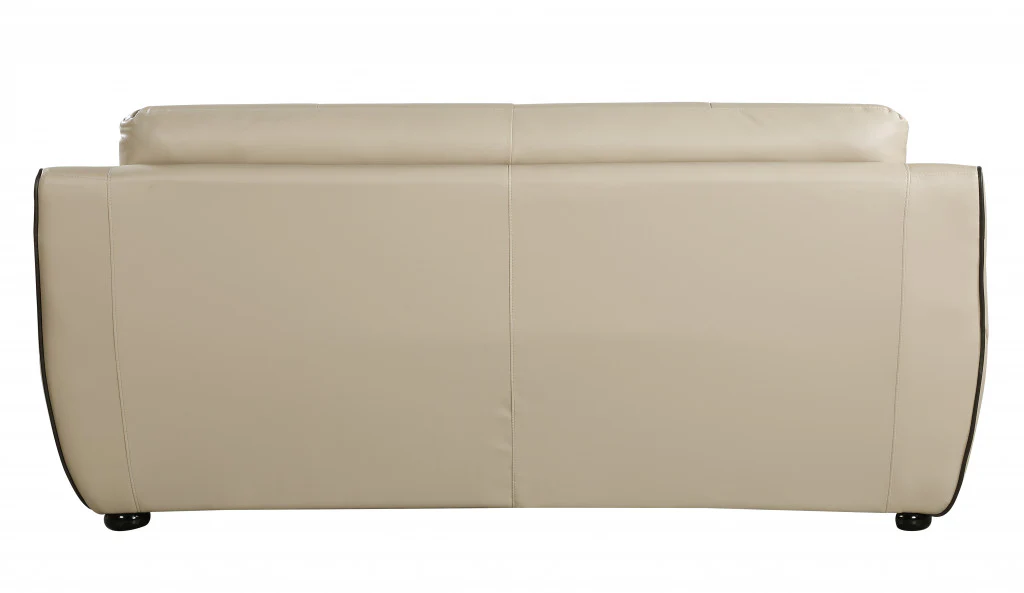 36" Elegant Beige Leather Sofa By Homeroots - Image 3