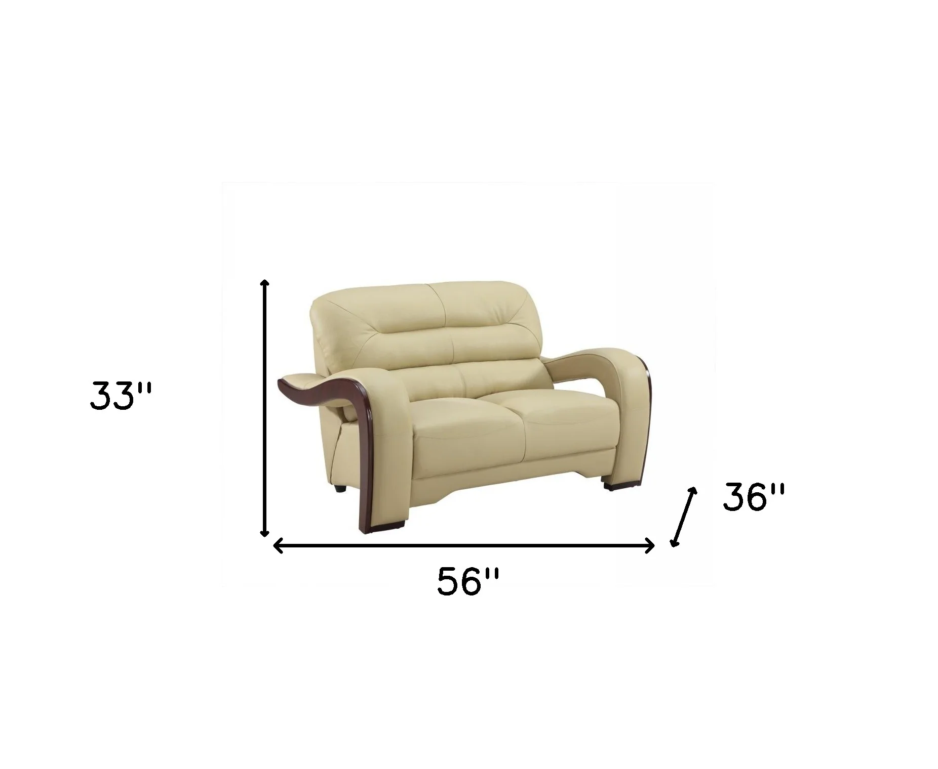 36" Glamorous Beige Leather Loveseat By Homeroots - Image 5