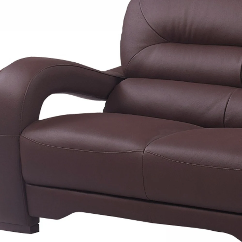 36" Glamorous Brown Leather Loveseat By Homeroots - Image 3