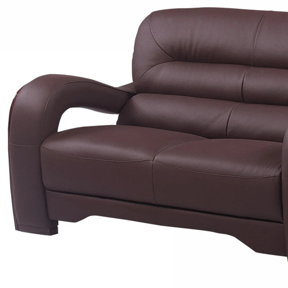 36" Glamorous Brown Leather Loveseat By Homeroots - Image 4