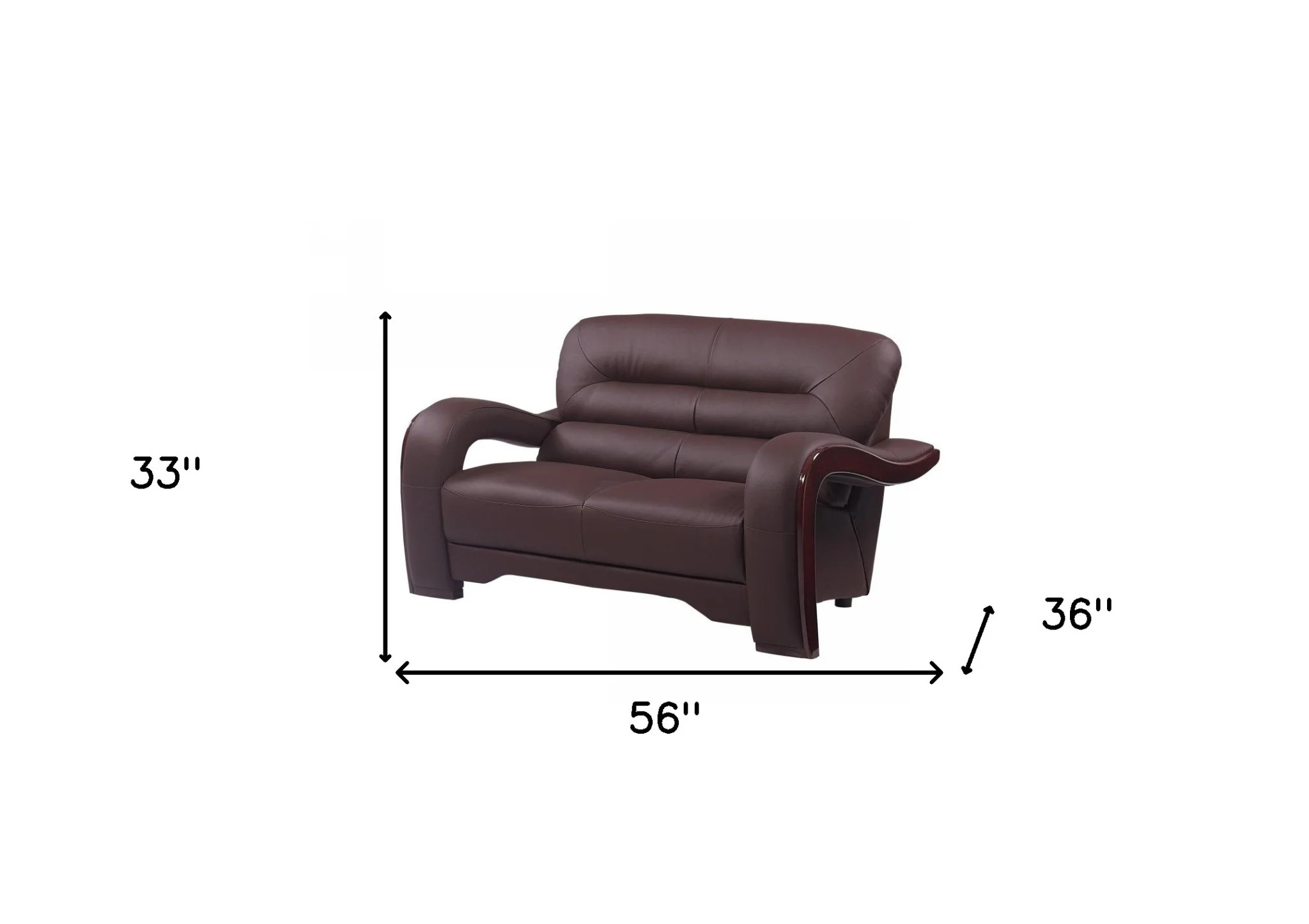 36" Glamorous Brown Leather Loveseat By Homeroots - Image 5