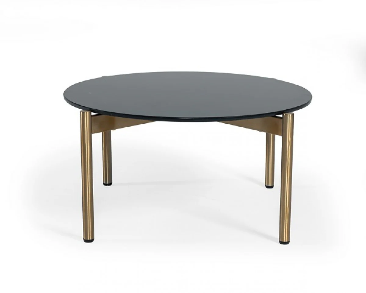 36" Gold And Black Marble Stone Round Coffee Table By Homeroots - Image 2