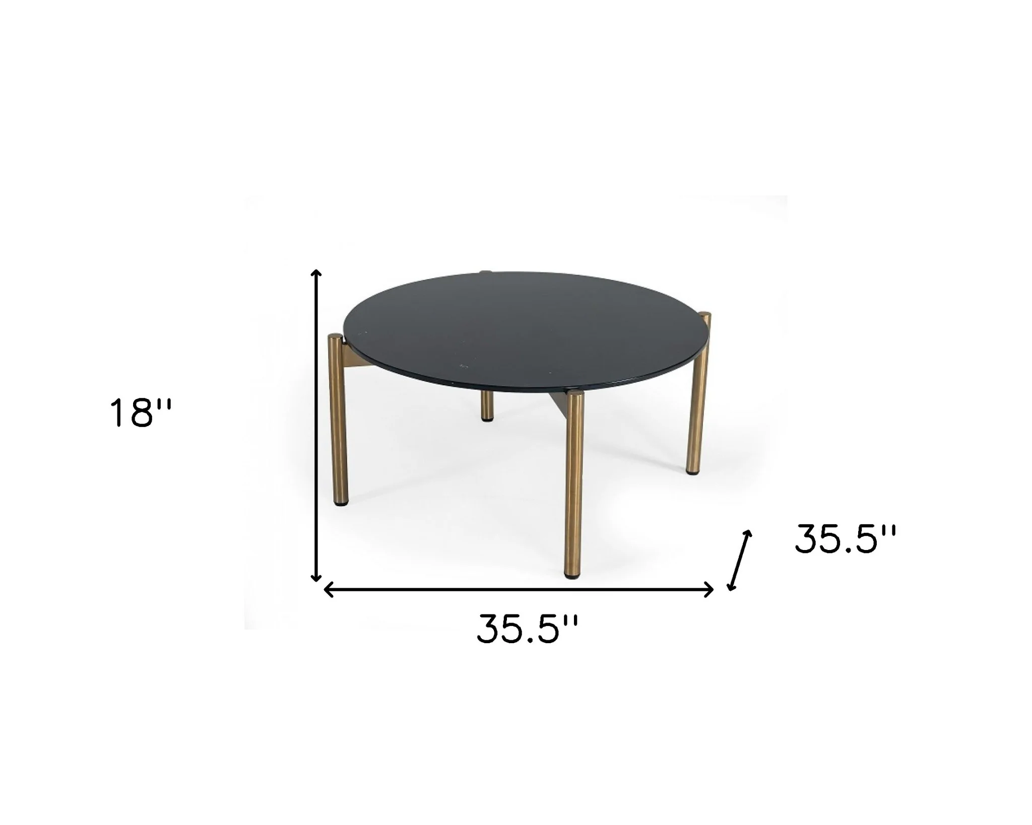 36" Gold And Black Marble Stone Round Coffee Table By Homeroots - Image 5