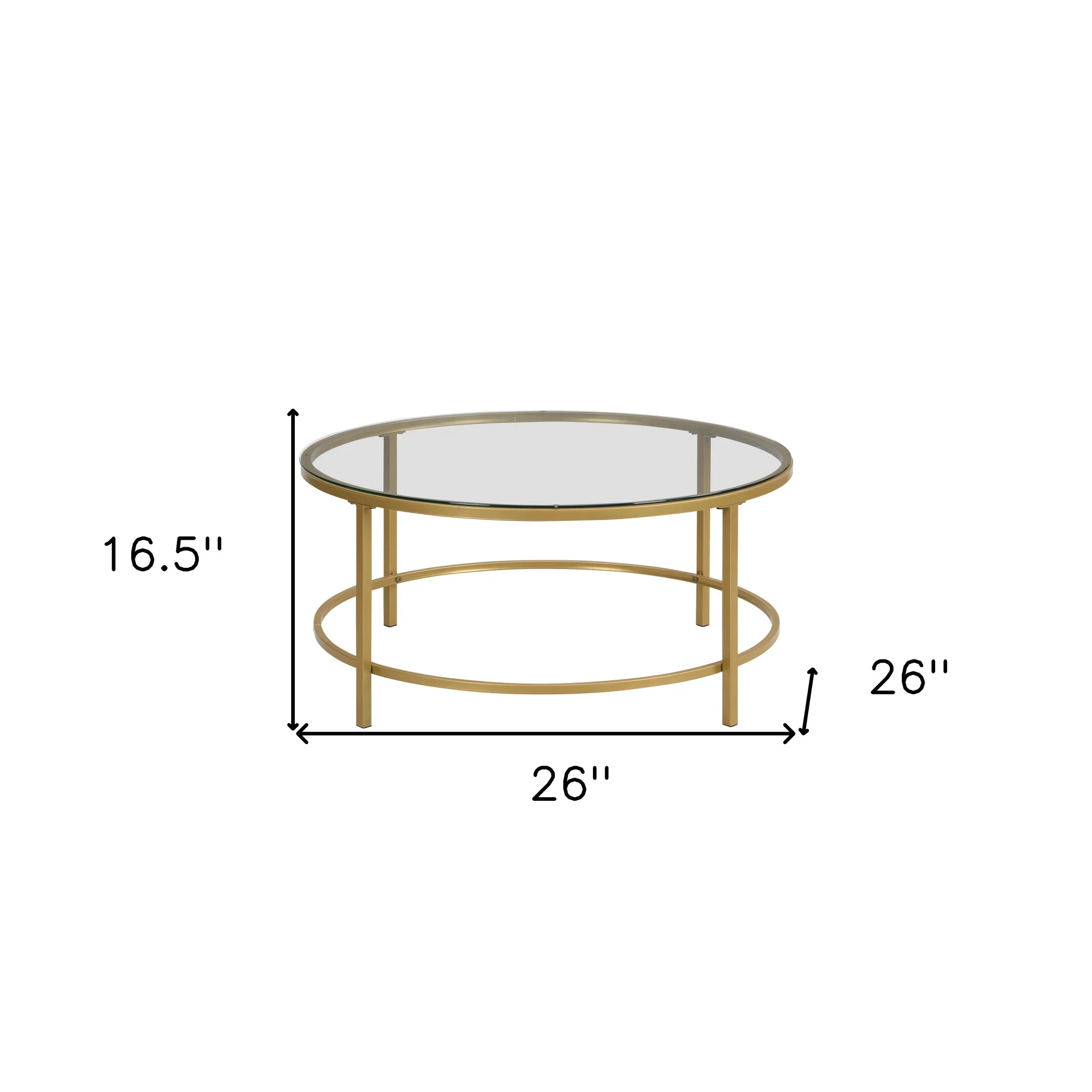 36" Gold And Clear Glass Round Coffee Table By Homeroots - Image 5