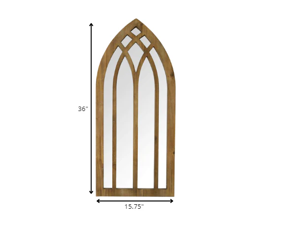 36" Gothic Inspired Arch Wood Wall Mirror By Homeroots - Image 4