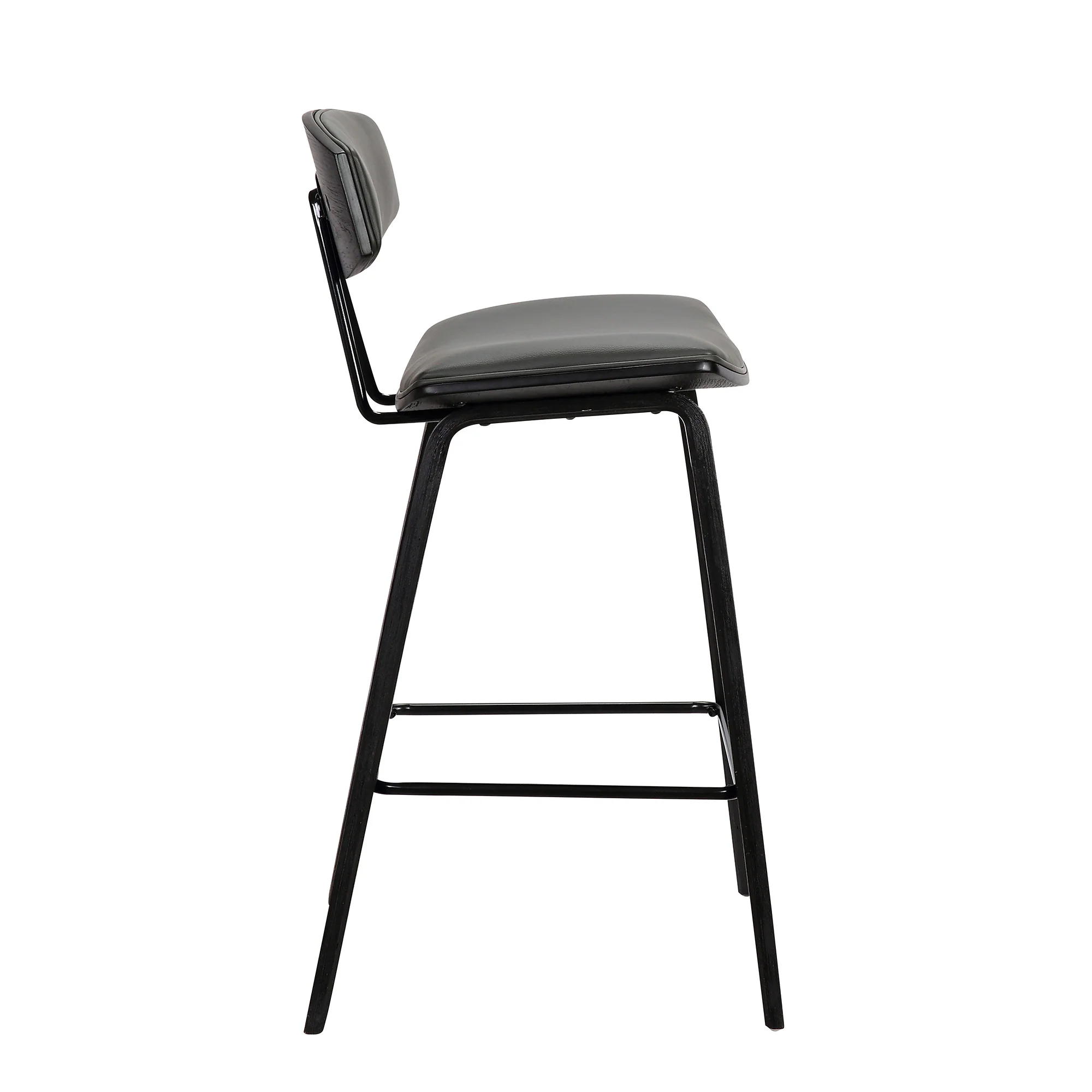 36" Gray And Black Iron Low Back Counter Height Bar Chair With Footrest By Homeroots - Image 3