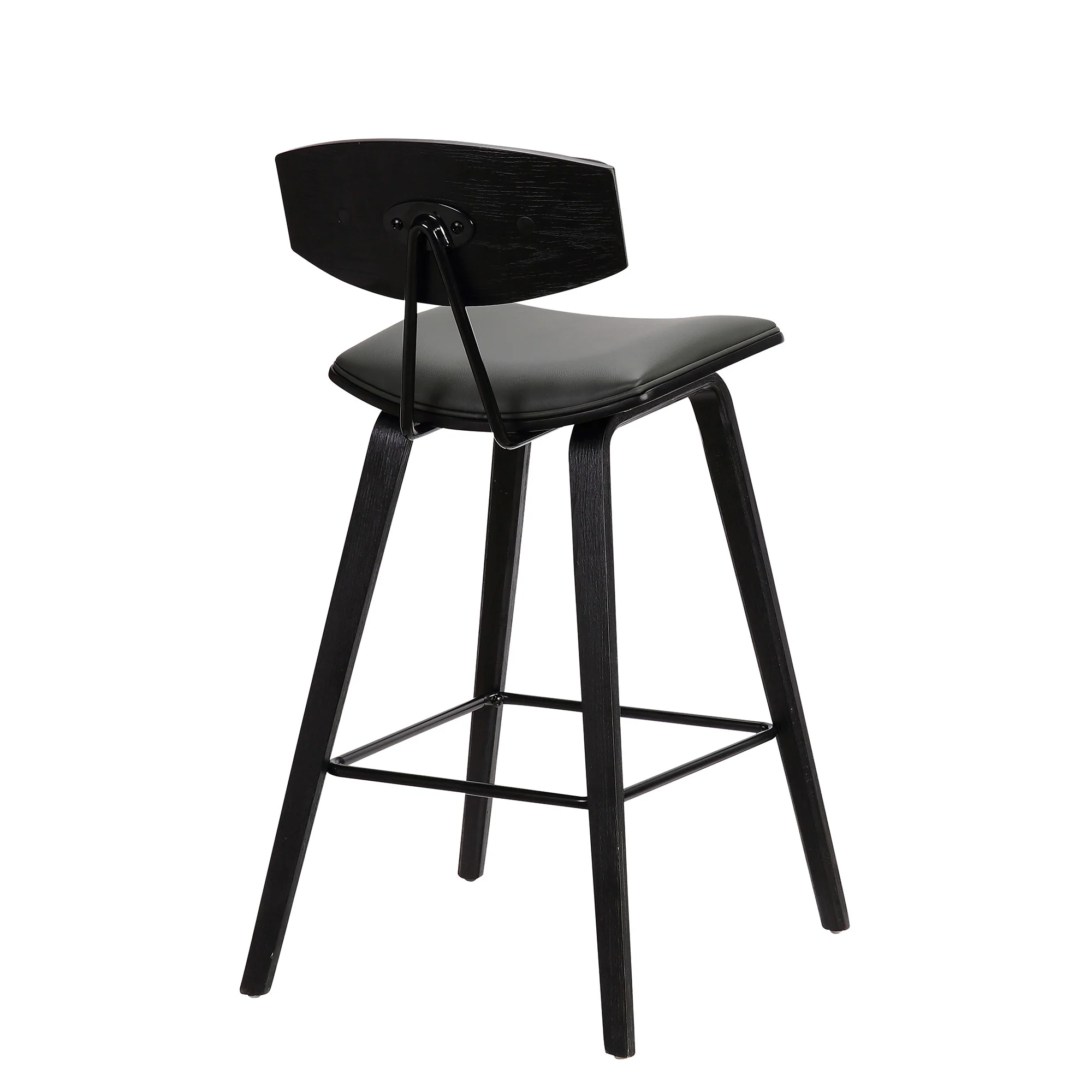 36" Gray And Black Iron Low Back Counter Height Bar Chair With Footrest By Homeroots - Image 4